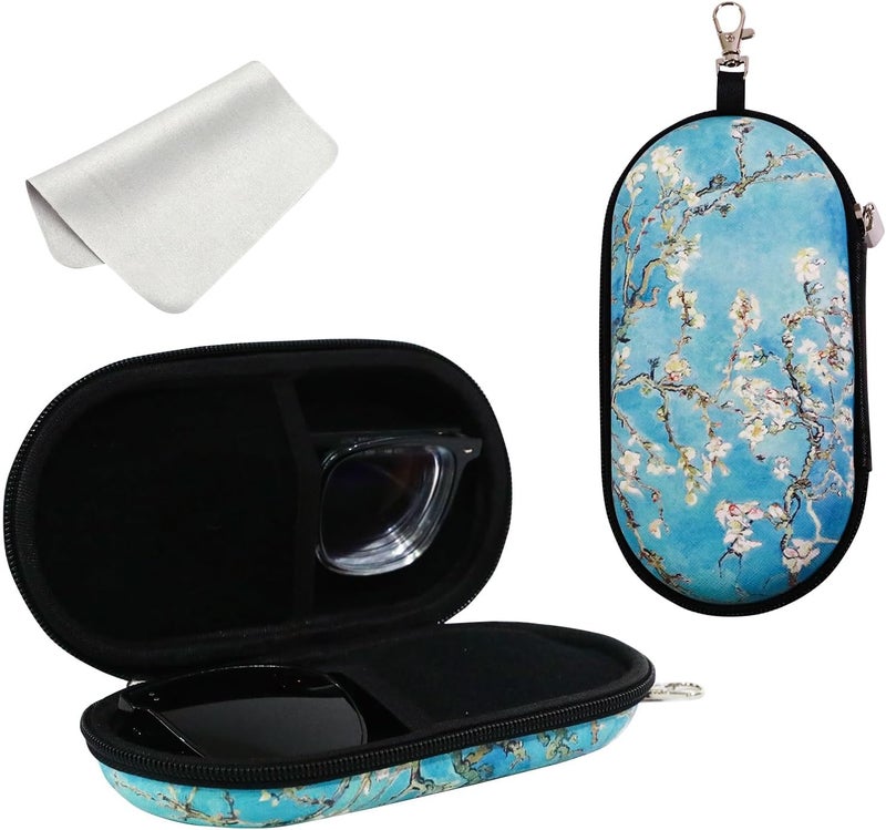 FlyingMage Store Double Eyeglasses Case, Hard Shell Dual Sunglasses Organizer with Zipper Clip Travel Glasses Storage for Women Men - Image 1